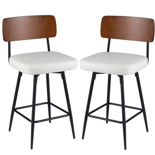 27 Inch Padded Counter Barstools Set of 2 with Metal Legs-White LuxuryLifeWay Online Store