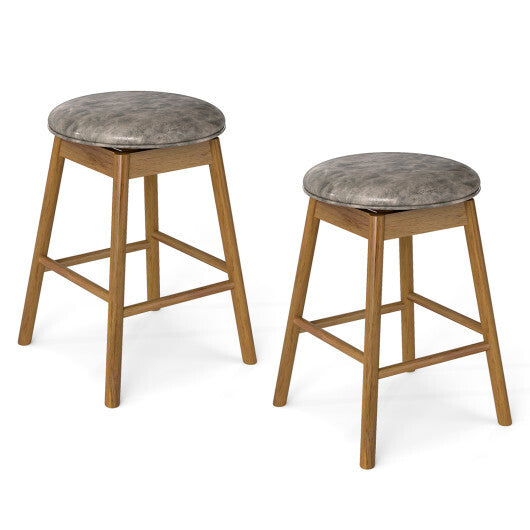 Swivel Counter Height Barstools with Solid Wood Legs and Footrests-Set of 2 LuxuryLifeWay Online Store