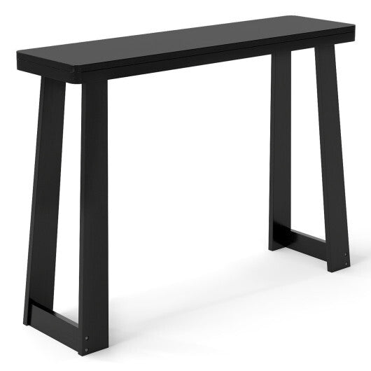 Solid Rubber Wood Console Table 43inch Narrow Entryway Table with Thick Tabletop and Stable Base-Black LuxuryLifeWay Online Store