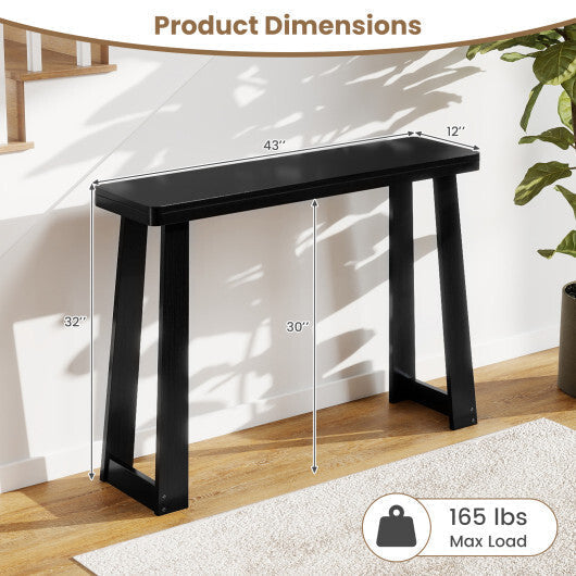 Solid Rubber Wood Console Table 43inch Narrow Entryway Table with Thick Tabletop and Stable Base-Black LuxuryLifeWay Online Store