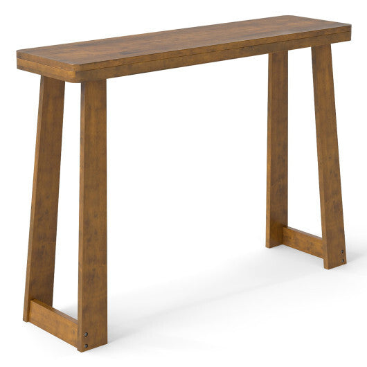 Solid Rubber Wood Console Table 43inch Narrow Entryway Table with Thick Tabletop and Stable Base-Black LuxuryLifeWay Online Store