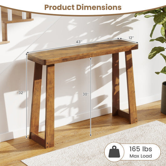 Solid Rubber Wood Console Table 43inch Narrow Entryway Table with Thick Tabletop and Stable Base-Black LuxuryLifeWay Online Store