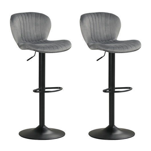 Adjustable Counter Height Chairs Set of 2 with Velvet Upholstered Backrests-Gray LuxuryLifeWay Online Store
