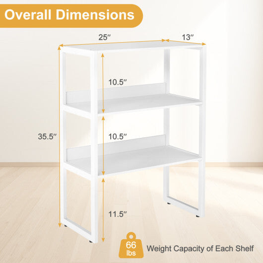 3-Tier Countertop Storage Hutch with Open Shelves-White LuxuryLifeWay Online Store
