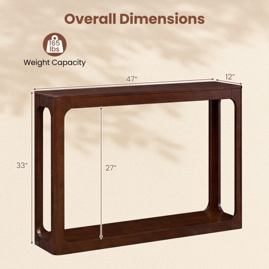 2-Tier Mid Century Wood Console Table with Storage Shelf-Brown LuxuryLifeWay Online Store
