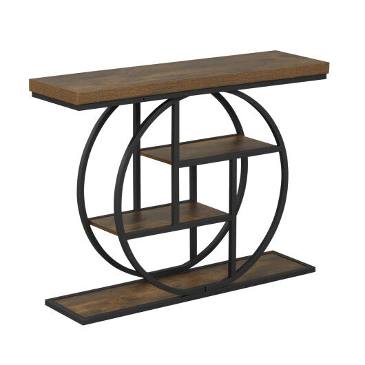 4-Tier Console Table 41 Inches Entryway Table with Storage Shelves-Brown LuxuryLifeWay Online Store