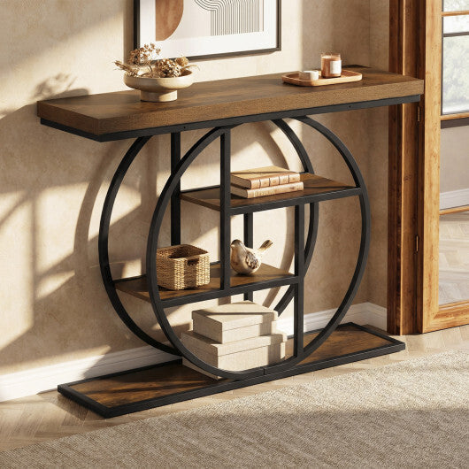 4-Tier Console Table 41 Inches Entryway Table with Storage Shelves-Brown LuxuryLifeWay Online Store
