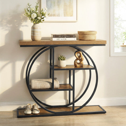 4-Tier Console Table 41 Inches Entryway Table with Storage Shelves-Brown LuxuryLifeWay Online Store