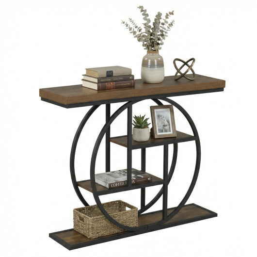 4-Tier Console Table 41 Inches Entryway Table with Storage Shelves-Brown LuxuryLifeWay Online Store