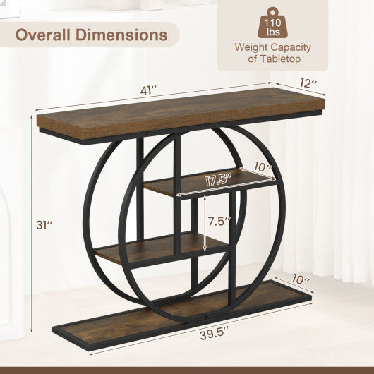 4-Tier Console Table 41 Inches Entryway Table with Storage Shelves-Brown LuxuryLifeWay Online Store