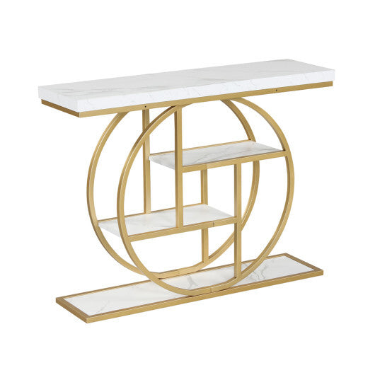 4-Tier Console Table 41 Inches Entryway Table with Storage Shelves-Brown LuxuryLifeWay Online Store