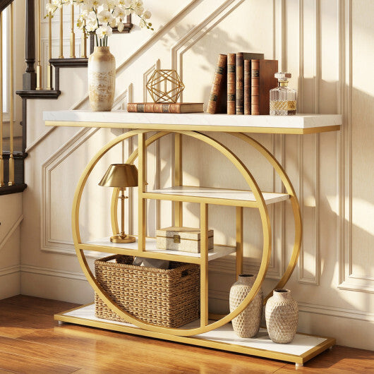 4-Tier Console Table 41 Inches Entryway Table with Storage Shelves-Brown LuxuryLifeWay Online Store