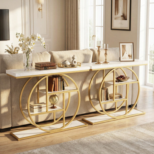 4-Tier Console Table 41 Inches Entryway Table with Storage Shelves-Brown LuxuryLifeWay Online Store