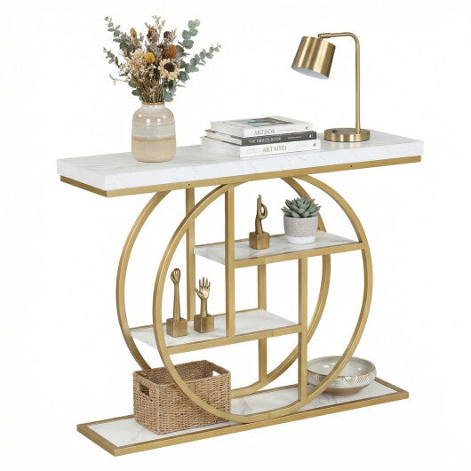 4-Tier Console Table 41 Inches Entryway Table with Storage Shelves-Brown LuxuryLifeWay Online Store
