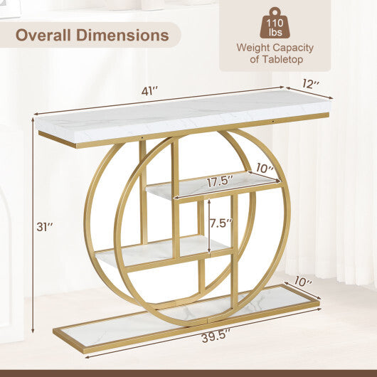 4-Tier Console Table 41 Inches Entryway Table with Storage Shelves-Brown LuxuryLifeWay Online Store