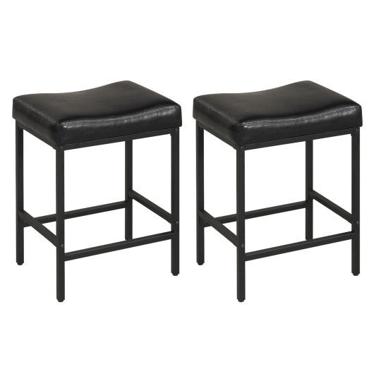 Set of 2 25 Inch Counter Height Bar Chairs for Kitchen Island-Black LuxuryLifeWay Online Store