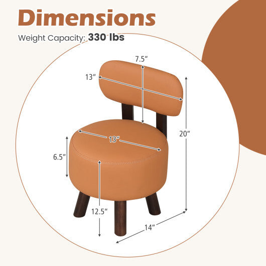 Small Footrest Stools Set of 2 Round Ottoman with Backrest-Orange LuxuryLifeWay Online Store