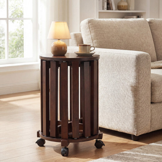 Round Portable Wood Nesting Stools with Locking Casters-Natural LuxuryLifeWay Online Store