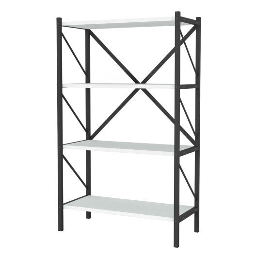 4-Tier Bookshelf with Heavy-Duty Metal Frame-Walnut LuxuryLifeWay Online Store