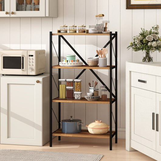 4-Tier Bookshelf with Heavy-Duty Metal Frame-Walnut LuxuryLifeWay Online Store
