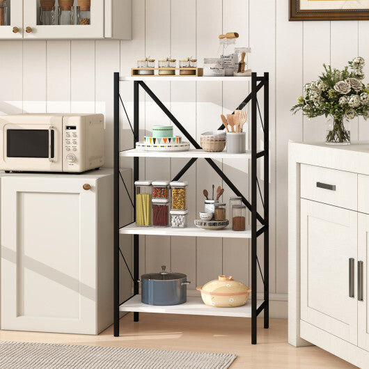 4-Tier Bookshelf with Heavy-Duty Metal Frame-Walnut LuxuryLifeWay Online Store