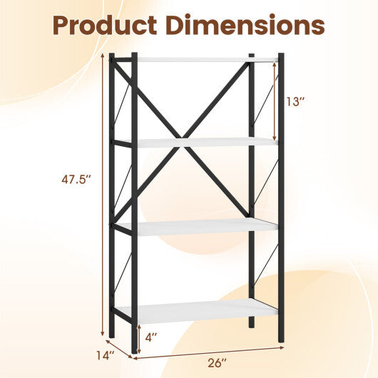 4-Tier Bookshelf with Heavy-Duty Metal Frame-Walnut LuxuryLifeWay Online Store