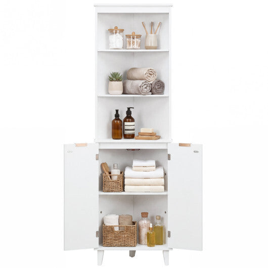 68 Inch Tall Bathroom Floor Storage Cabinet with Fluted Doors-White LuxuryLifeWay Online Store