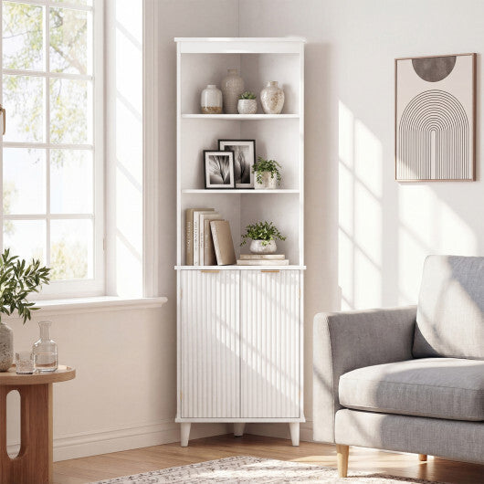 68 Inch Tall Bathroom Floor Storage Cabinet with Fluted Doors-White LuxuryLifeWay Online Store
