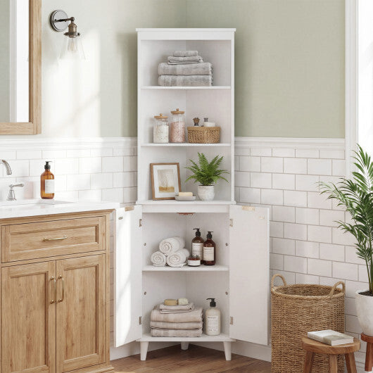 68 Inch Tall Bathroom Floor Storage Cabinet with Fluted Doors-White LuxuryLifeWay Online Store