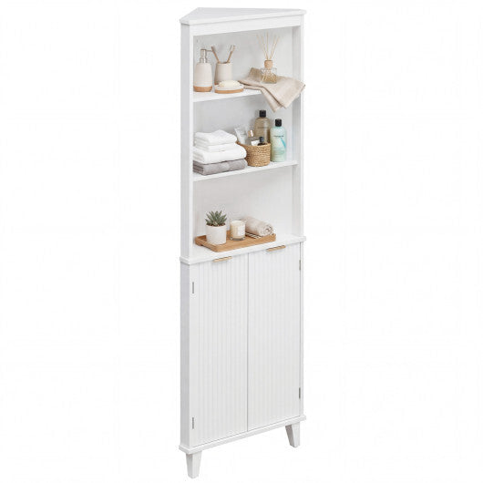 68 Inch Tall Bathroom Floor Storage Cabinet with Fluted Doors-White LuxuryLifeWay Online Store