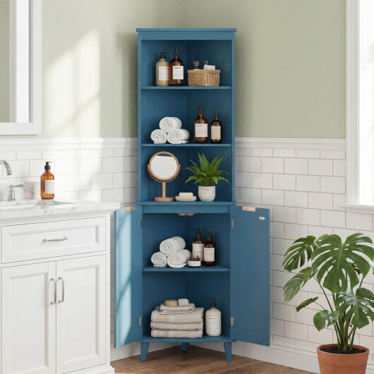 68 Inch Tall Bathroom Floor Storage Cabinet with Fluted Doors-White LuxuryLifeWay Online Store