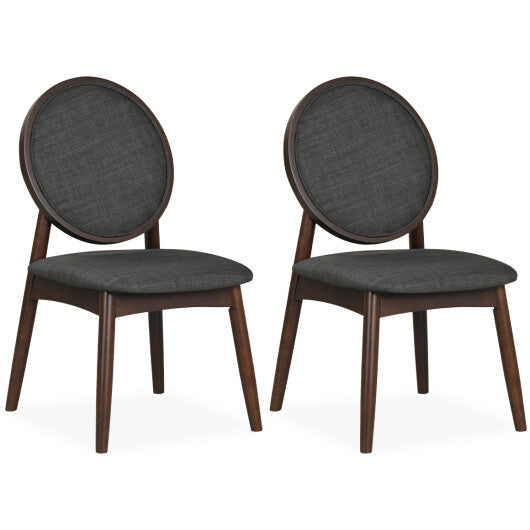 Set of 2 Upholstered Linen Fabric Kitchen Side Chairs with Padded Seat-Black LuxuryLifeWay Online Store