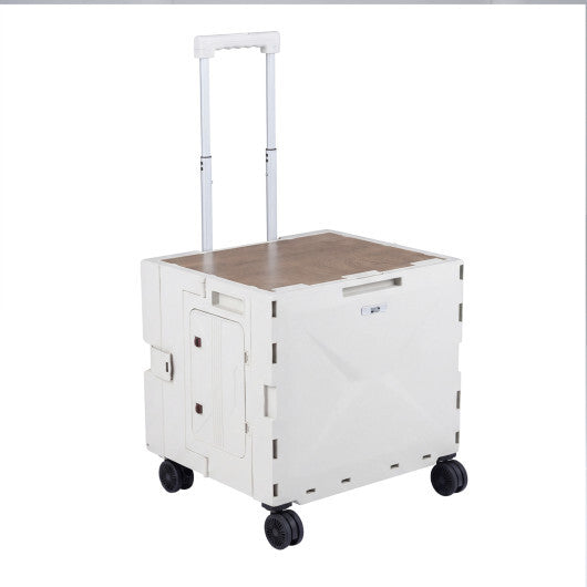 Foldable Utility Cart on 4 Rotate Wheels with Cup Holder-Pink LuxuryLifeWay Online Store