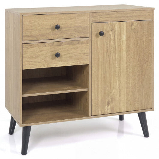 31" Sideboard Cabinet with 2 Open Compartments and 2 Drawers-Natrual LuxuryLifeWay Online Store