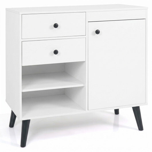 31" Sideboard Cabinet with 2 Open Compartments and 2 Drawers-Natrual