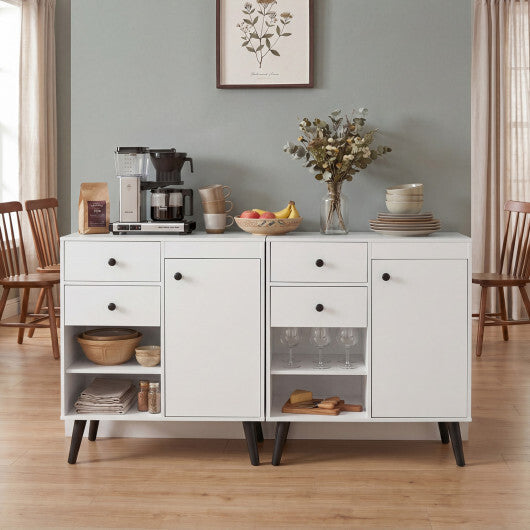 31" Sideboard Cabinet with 2 Open Compartments and 2 Drawers-Natrual