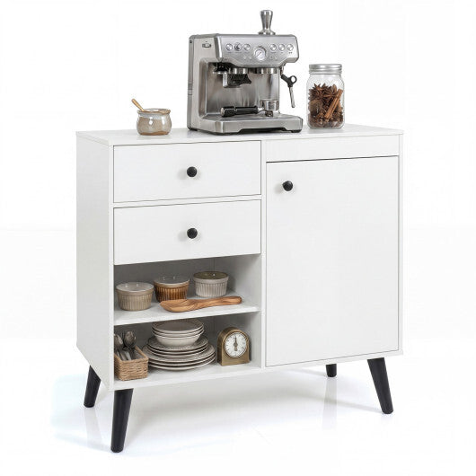31" Sideboard Cabinet with 2 Open Compartments and 2 Drawers-Natrual