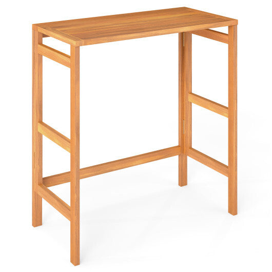 Acacia Wood Outdoor Bar Table with Slatted Tabletop for Balcony LuxuryLifeWay Online Store
