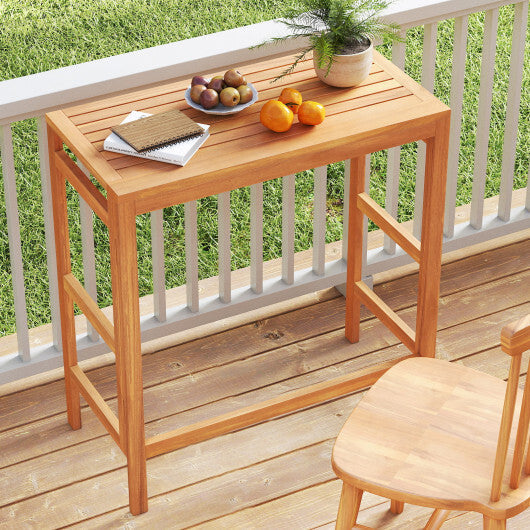 Acacia Wood Outdoor Bar Table with Slatted Tabletop for Balcony LuxuryLifeWay Online Store