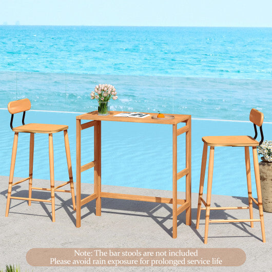 Acacia Wood Outdoor Bar Table with Slatted Tabletop for Balcony LuxuryLifeWay Online Store