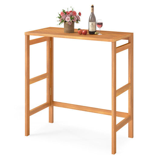 Acacia Wood Outdoor Bar Table with Slatted Tabletop for Balcony LuxuryLifeWay Online Store