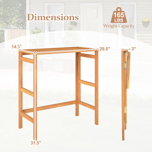 Acacia Wood Outdoor Bar Table with Slatted Tabletop for Balcony LuxuryLifeWay Online Store