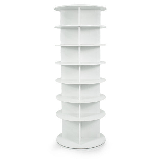 7-Tier Rotating Shoe Rack Tower Freestanding Spinning Shoe Organizer-White LuxuryLifeWay Online Store