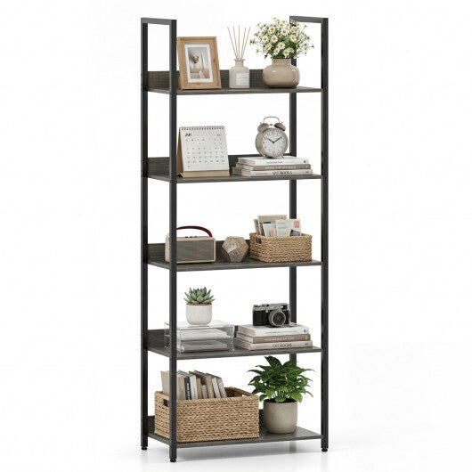 5-Tier Bookshelf Tall Wooden Open Bookcase with Back Panels-Oak LuxuryLifeWay Online Store