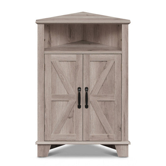 4-Tier Corner Storage Cabinet with Open Shelf-RusticBrown