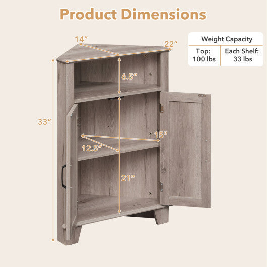 4-Tier Corner Storage Cabinet with Open Shelf-RusticBrown
