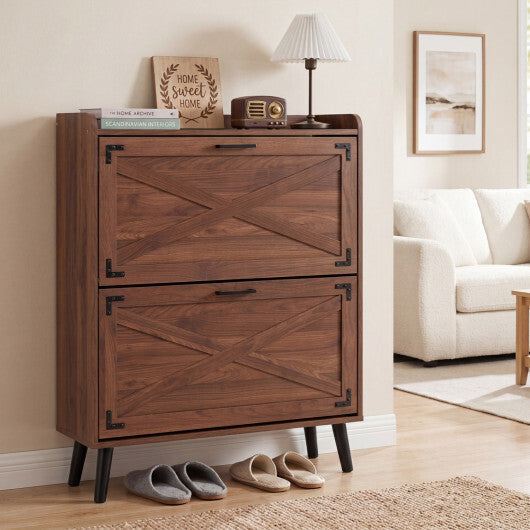Narrow Shoe Cabinet with Adjustable and Removable Shelves for Entryway-Brown LuxuryLifeWay Online Store
