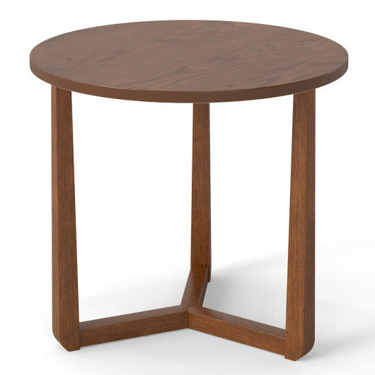 22.5 inch Round Side Table Farmhouse End Table with Sturdy Rubber Wood Legs and Triangular Structure-Natural LuxuryLifeWay Online Store