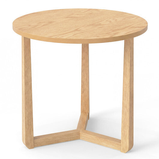 22.5 inch Round Side Table Farmhouse End Table with Sturdy Rubber Wood Legs and Triangular Structure-Natural LuxuryLifeWay Online Store