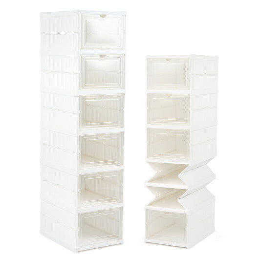 6-Tier Shoe Organizer Set of 2 with Clear Doors and Portable Design for 12 Pairs-White LuxuryLifeWay Online Store